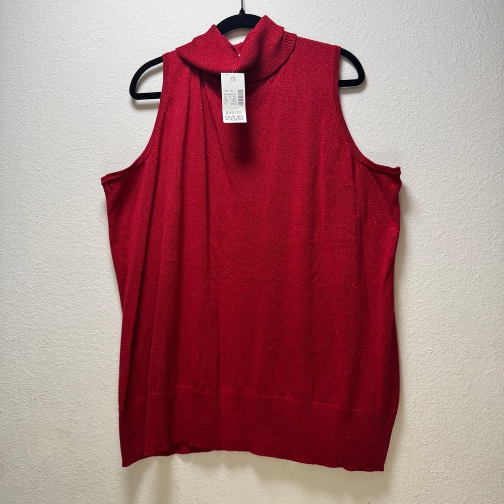 Catherine’s Vibrant Red Metallic Knit Top 2x